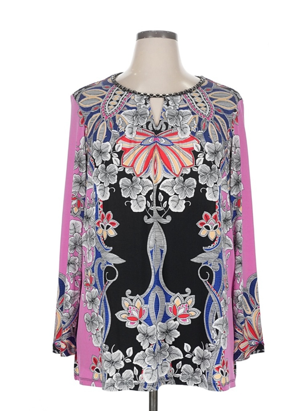 Susan Graver Pink and Black Print Tunic